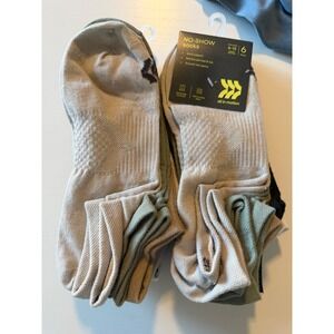 All In Motion Mens No-Show Socks 6 Pack Multi Color Arch Support Shoe Size 6-12
